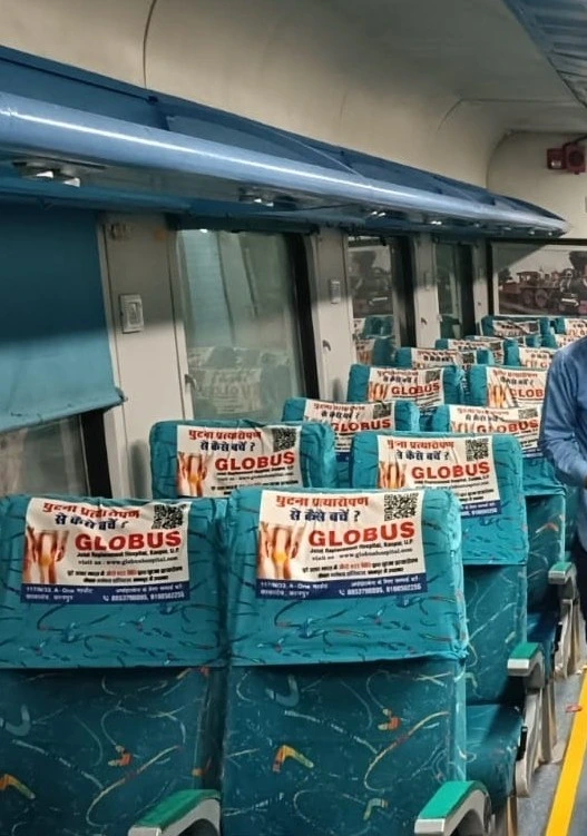 Shatabdi Express Seat Headrest Branding (Kanpur to Delhi)